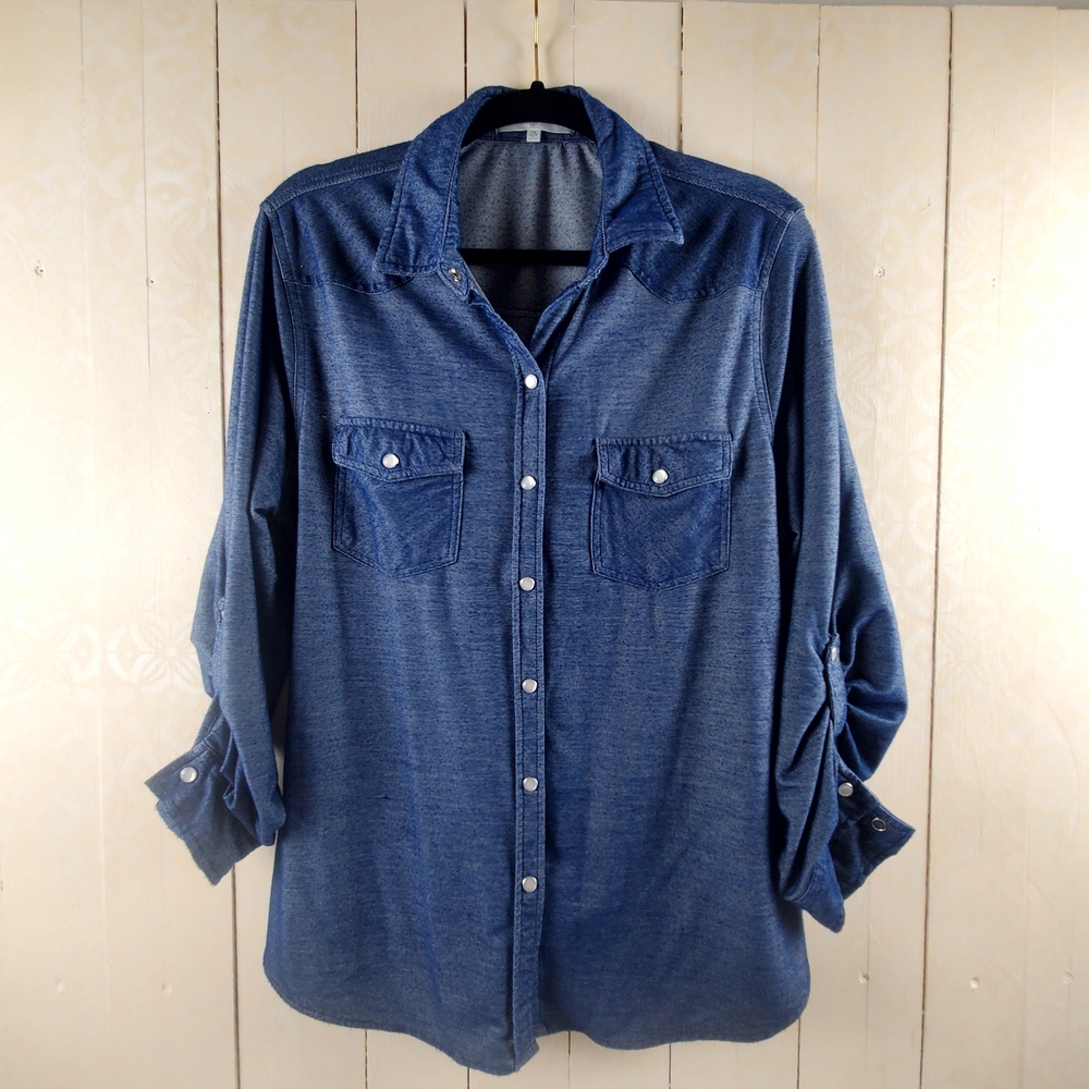 Denim Blue Button Down Shirt Long Sleeve